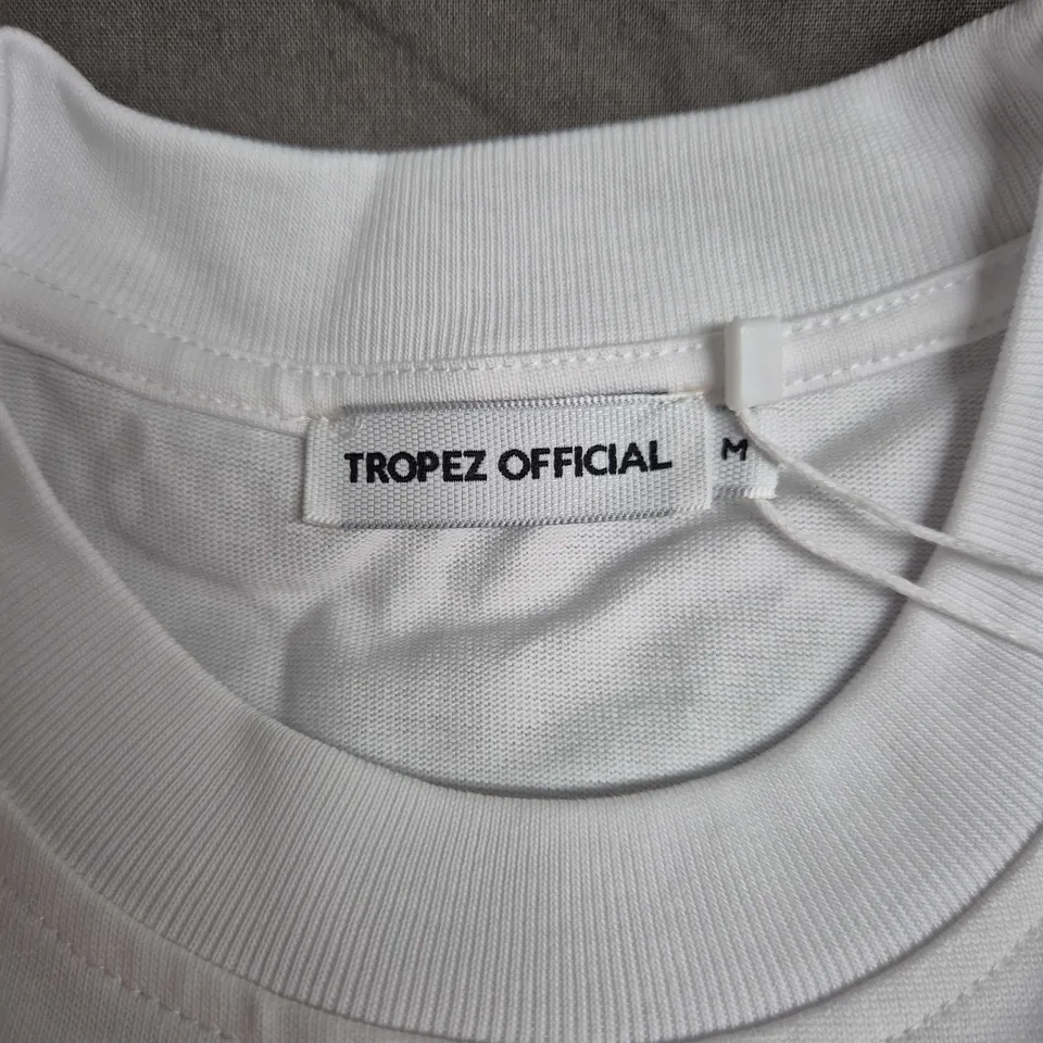 TROPEZ OFFICIAL WHITE T-SHIRT WITH RIVIERA PRINT – SIZE M