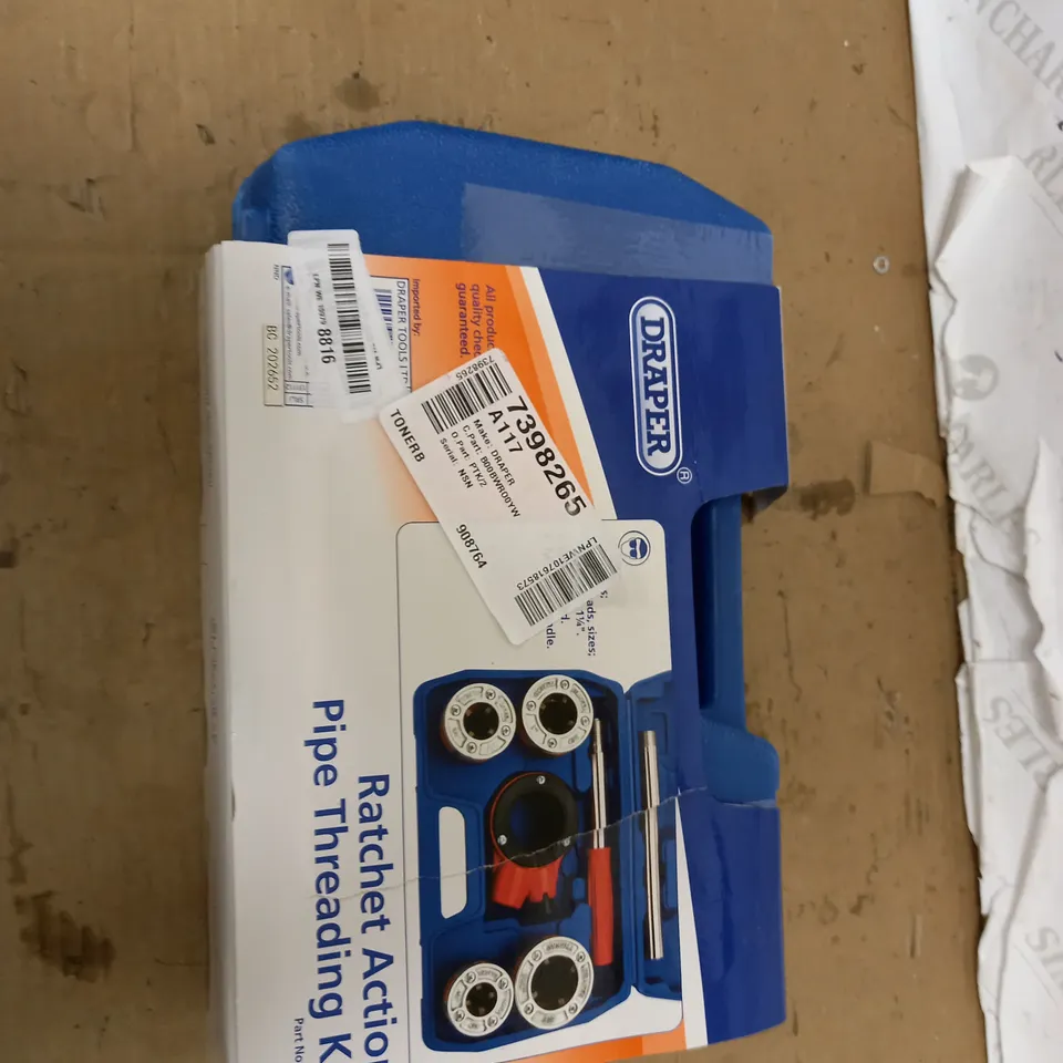 DRAPER 7 PIECE IMPERIAL RATCHET PIPE THREADING KIT