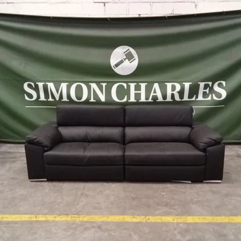 BRADY PREMIUM LEATHER 4 SEATER SOFA - BLACK