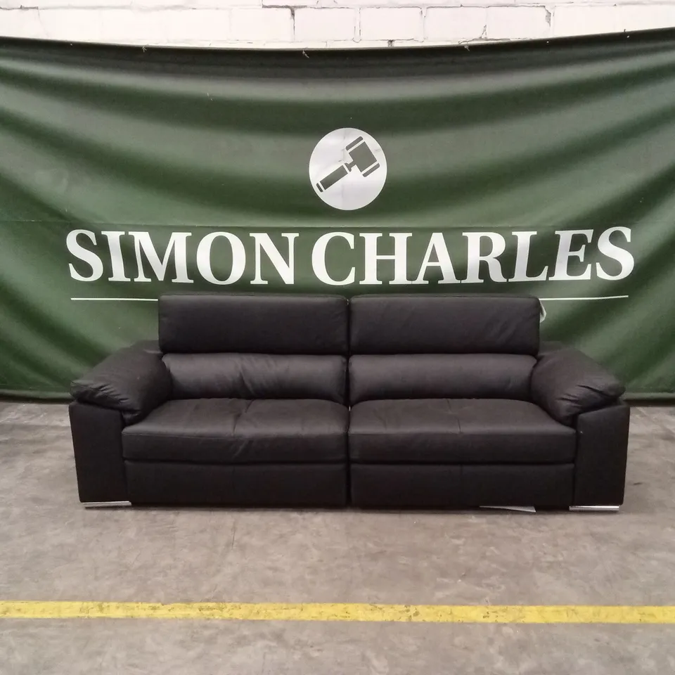 BRADY PREMIUM LEATHER 4 SEATER SOFA - BLACK RRP £1179