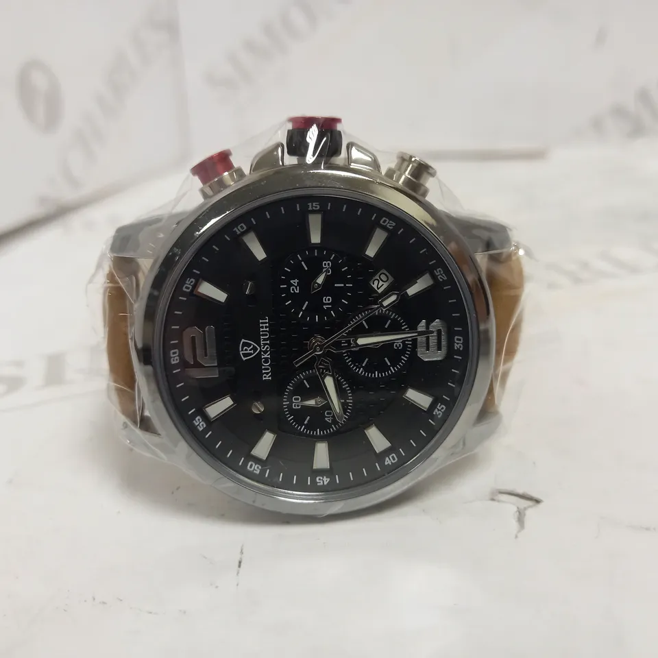 RUCKSTUHL CHRONOGRAPH LEATHER STRAP WATCH RRP £560