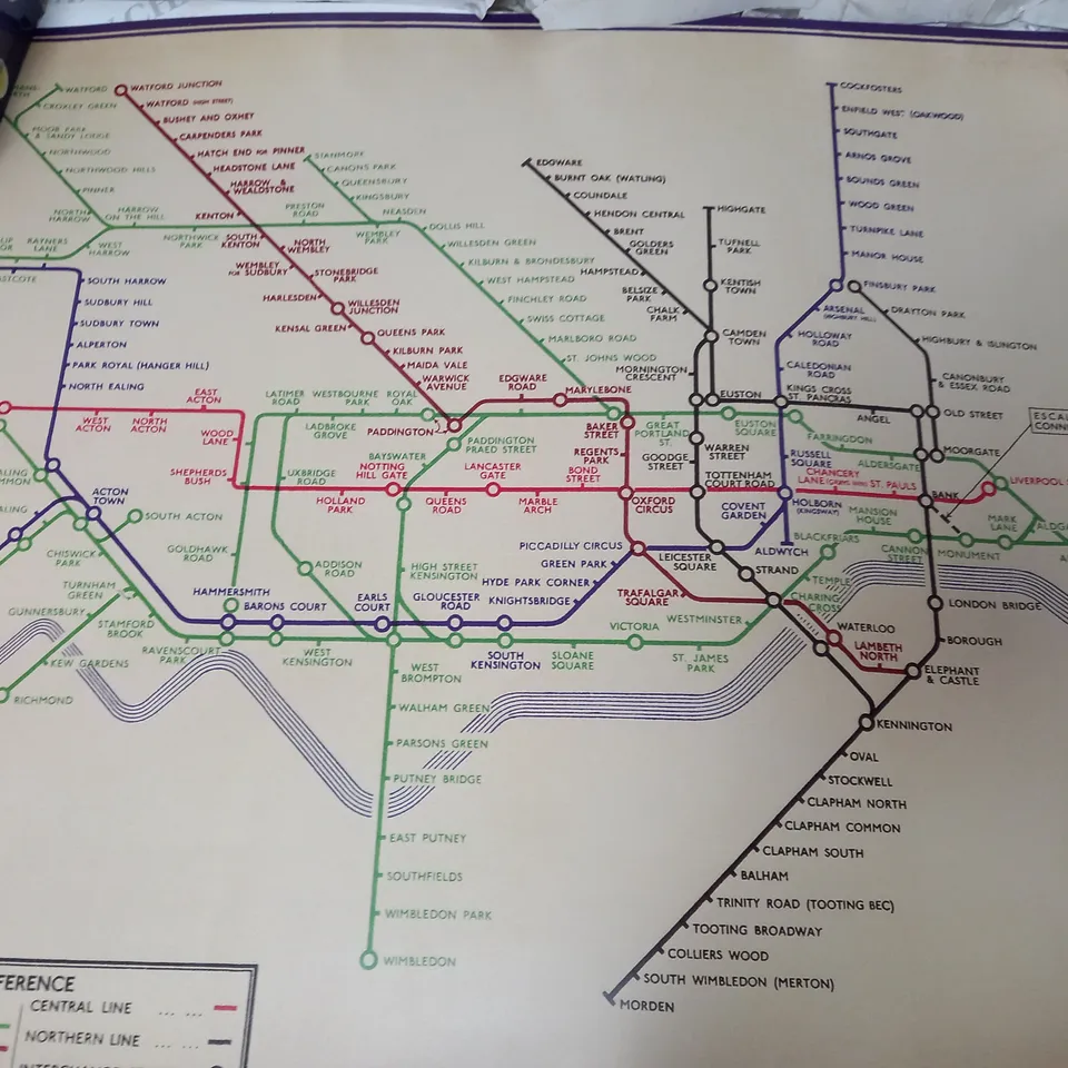 BOXED ART GROUP VINTAGE 1936 LONDON UNDERGROUND MAP GRAPHIC ART