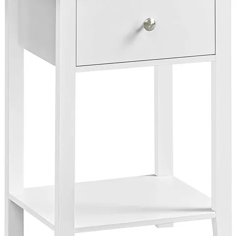 BOXED VASAGLE BAMBOO BEDSIDE TABLE WITH DRAWER OPEN SHELF CLOUD WHITE LET652W01