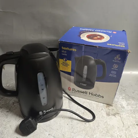 BOXED RUSSELL HOBBS TEXTURES BLACK KETTLE 