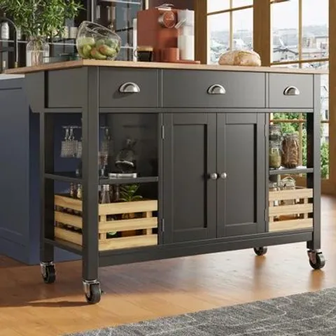 BOXED WOOD KITCHEN ISLAND (2 BOXES)