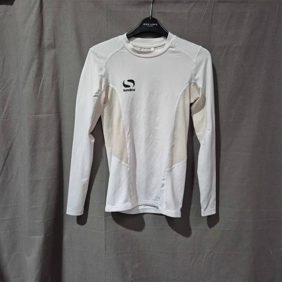 SONDICO WHITE LONG-SLEEVE TRAINING TOP 13YRS
