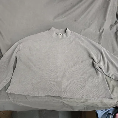 GREY RIBBED KNIT LONG-SLEEVE TOP β WOMEN'S