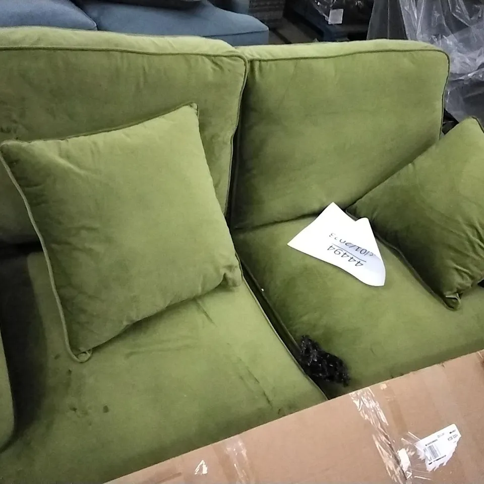 DESIGNER GREEN PLUSH VELVET 2 SEATER SOFA