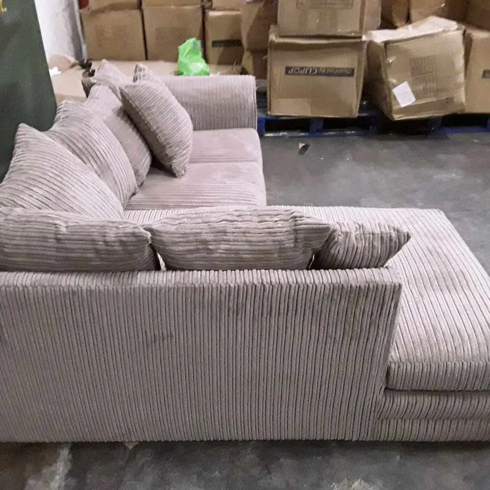 QUALITY DESIGNER L-SHAPED SOFA - LIGHT BROWN CORDUROY FABRIC