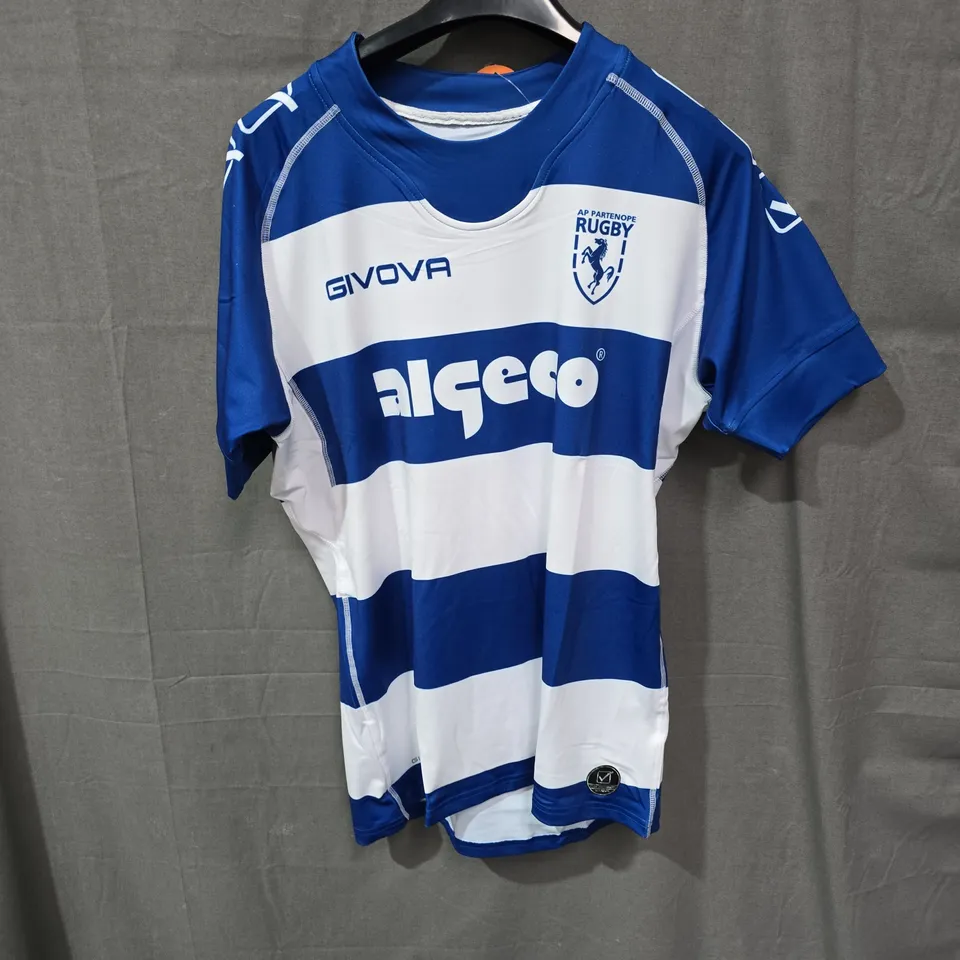 GIVOVA RUGBY JERSEY – AP PARTENOPE RUGBY CREST, BLUE & WHITE STRIPES
