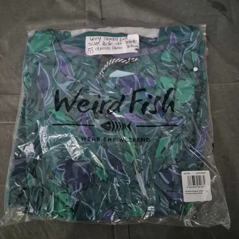 BAGGED WEIRD FISH SHAFIKA ORGANIC COTTON PRINTED JERSEY DRESS – LEAF GREEN, UK 16