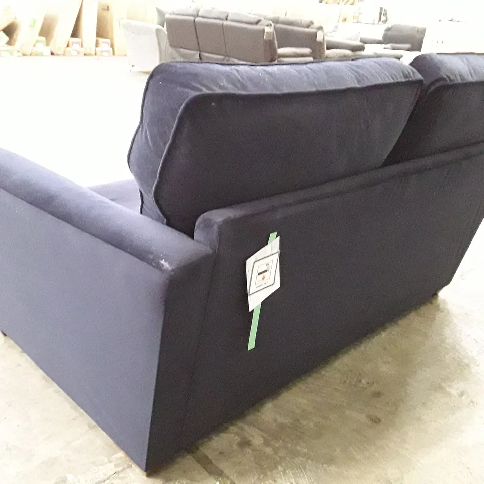 QUALITY DESIGNER 2 SEATER SOFA - DARK BLUE VELVET SOFA