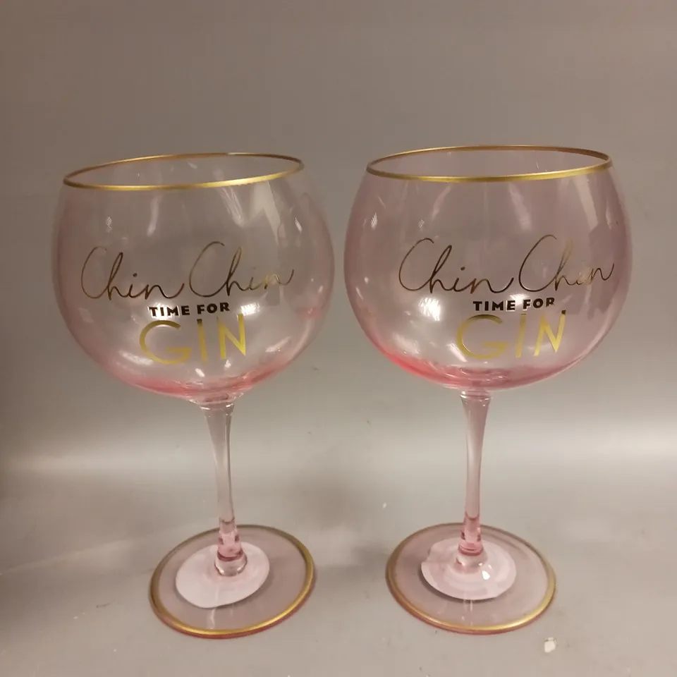 24 X BOXED BRAND NEW 'CHIN CHIN' PINK GIN GLASSES 