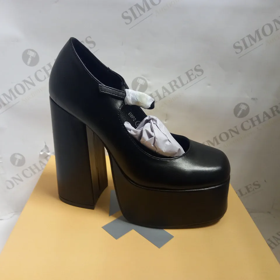 KOI VEGAN DARKBLOOM BLACK PLATFORM HEELS - SIZE 3