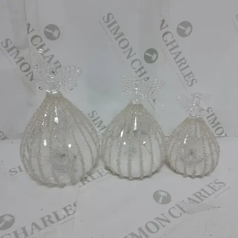 OUTLET JM BY JULIEN MACDONALD SET OF 3 PRE-LIT GLASS ANGELS