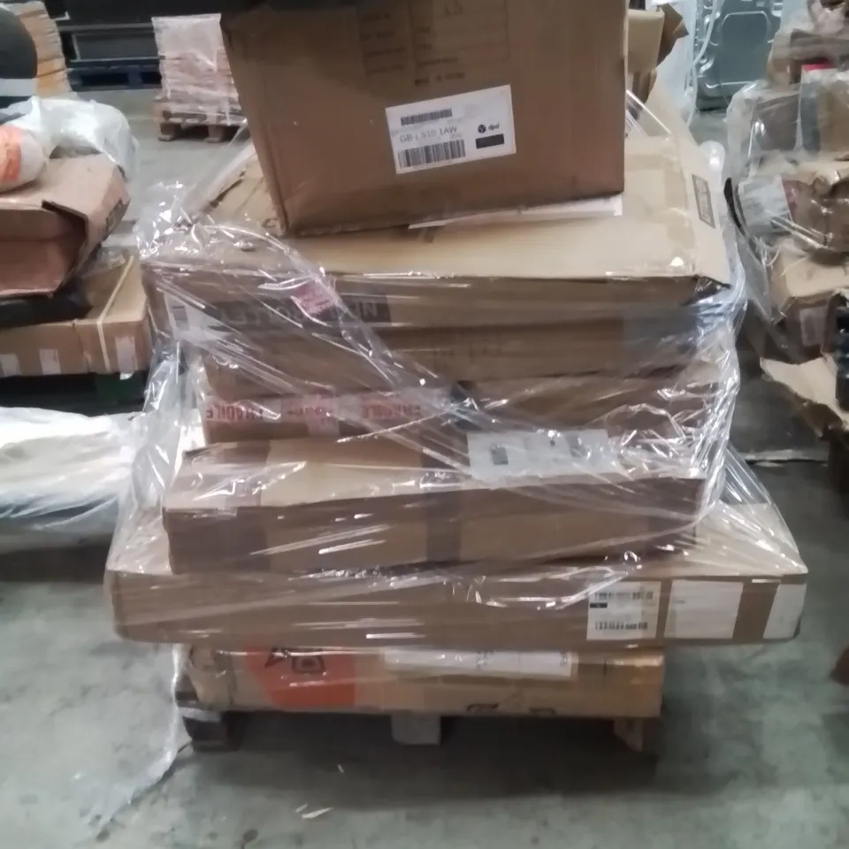 PALLET OF ASSORTED HOUSEHOLD GOODS AND PRODUCTS TO INCLUDE;TROLLEY,BBQ,CLOTHES AIRER,PARASOL