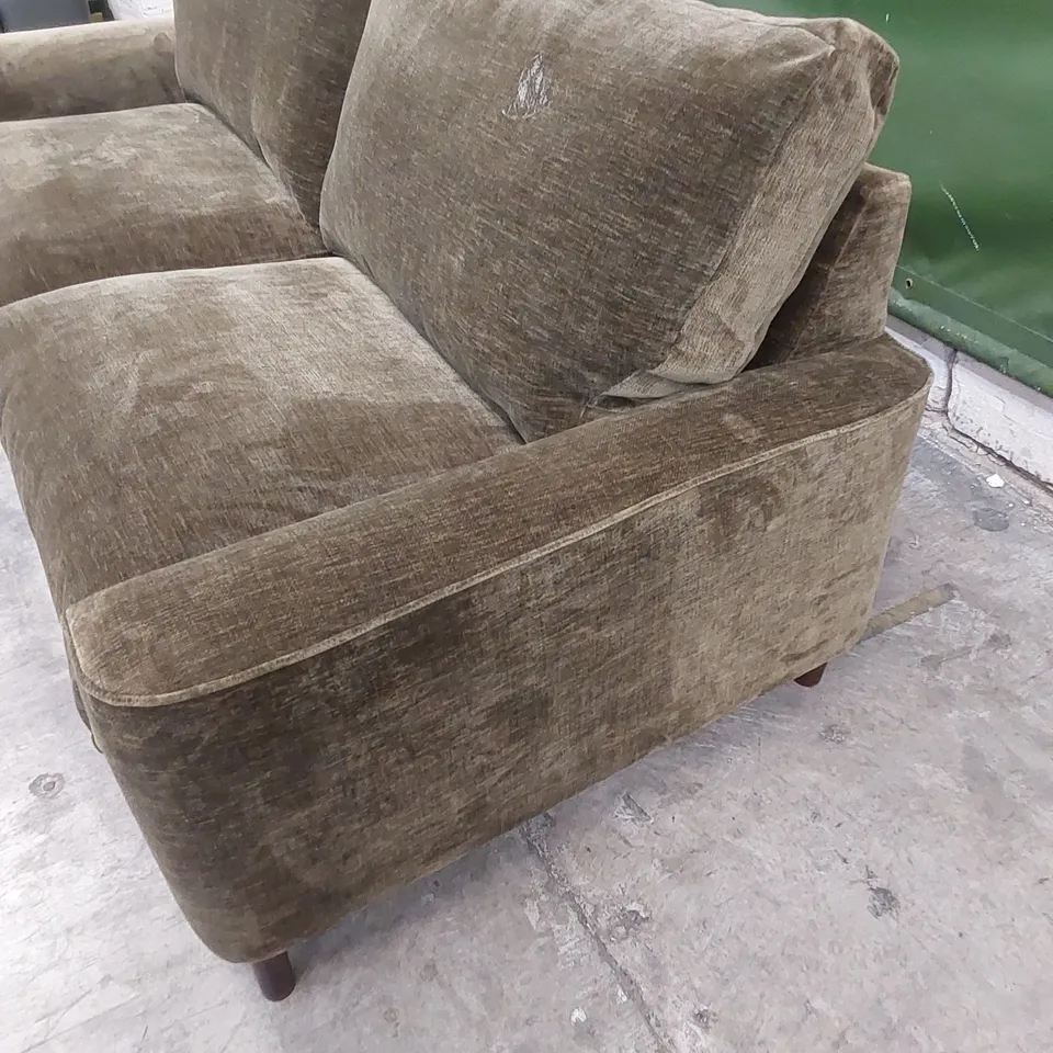 DESIGNER ASTRID LARGE FABRIC UPHOLSTERED SOFA - OLIVE