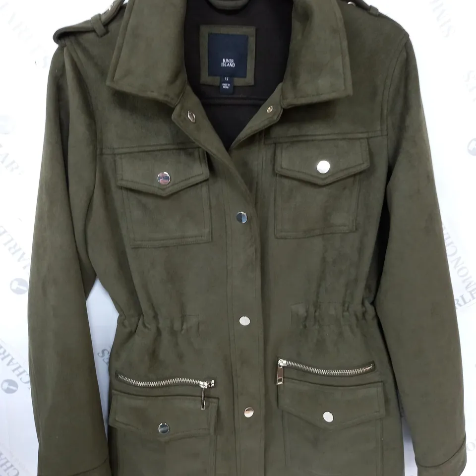 RIVER ISLAND GREEN MILITARY STYLE SHIRT - 12