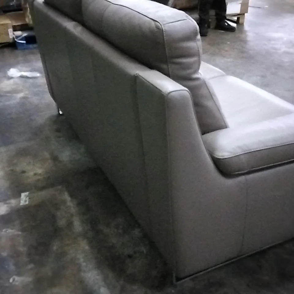QUALITY ITALIAN DESIGNER GUIDO 3 SEATER IN LEATHER LIGHT MUD COLOUR