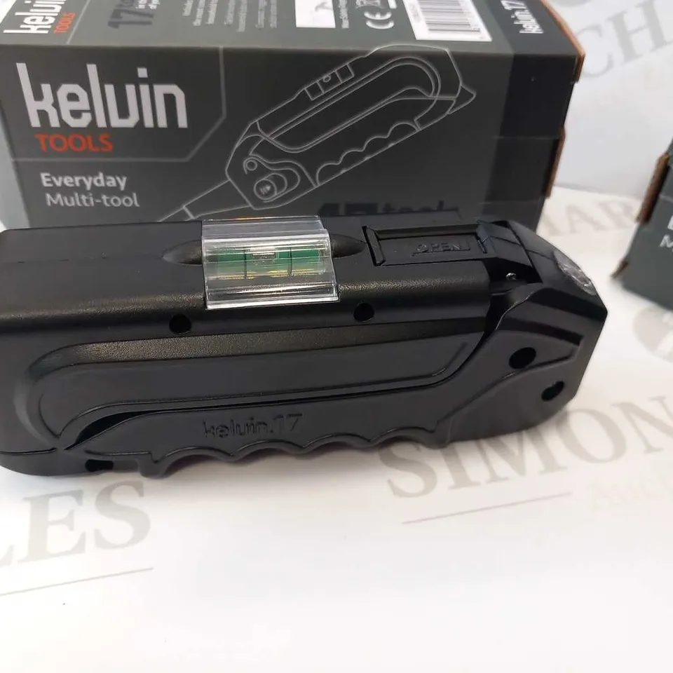APPROXIMATELY 12 BRAND NEW BOXED SET OF 2 KELVIN TOOLS EVERYDAY MULTI TOOLS 17 TOOLS IN THE PALM OF YOUR HAND