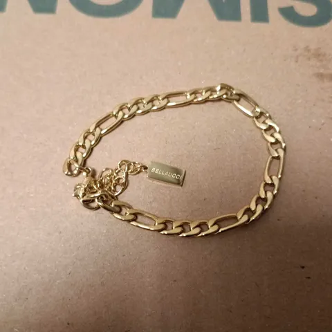 BELLUCCI GOLD-TONE CHAIN BRACELET WITH ENGRAVED TAG