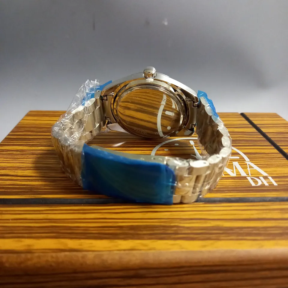 BOXED HELMA DH STAINLESS STEEL GREEN FACE WATCH