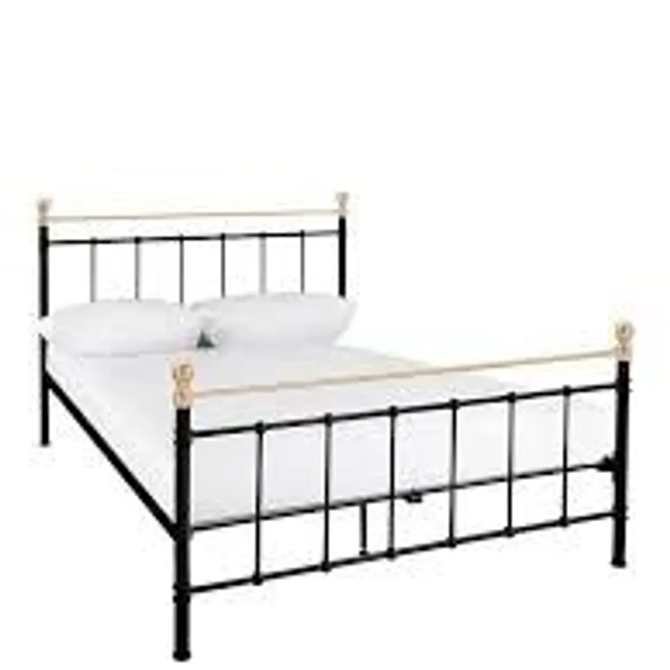 BOXED GRADE 1 FRANCESCA DOUBLE BED FRAME IN BLACK - 2 BOXES COMPLETE