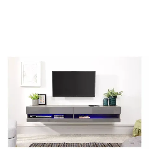 GALICIA 150 CM FLOATING WALL TV UNIT WITH LED LIGHTS - GREY