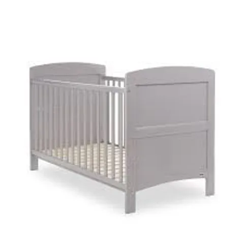 BOXED GRACE WOODEN COT BED WITH TEETHING RAIL - GREY (1 BOX)