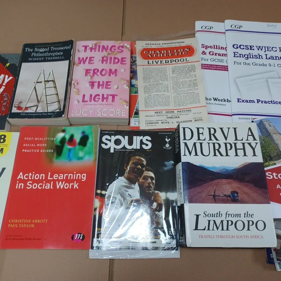LARGE QUANTITY OF ASSORTED BOOKS TO INCLUDE EVERYDAY SEXISM, QUEEN OF STORMS BY RAYMOND DEIST AND MULTIPLE RELIGIOUS AND MALCOLM THE WEAVER BOOKS