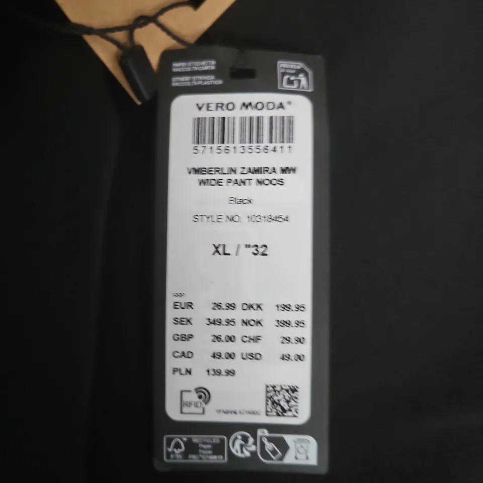 VERO MODA BLACK WIDE-LEG TROUSERS, XL / 32 (EU SIZING)
