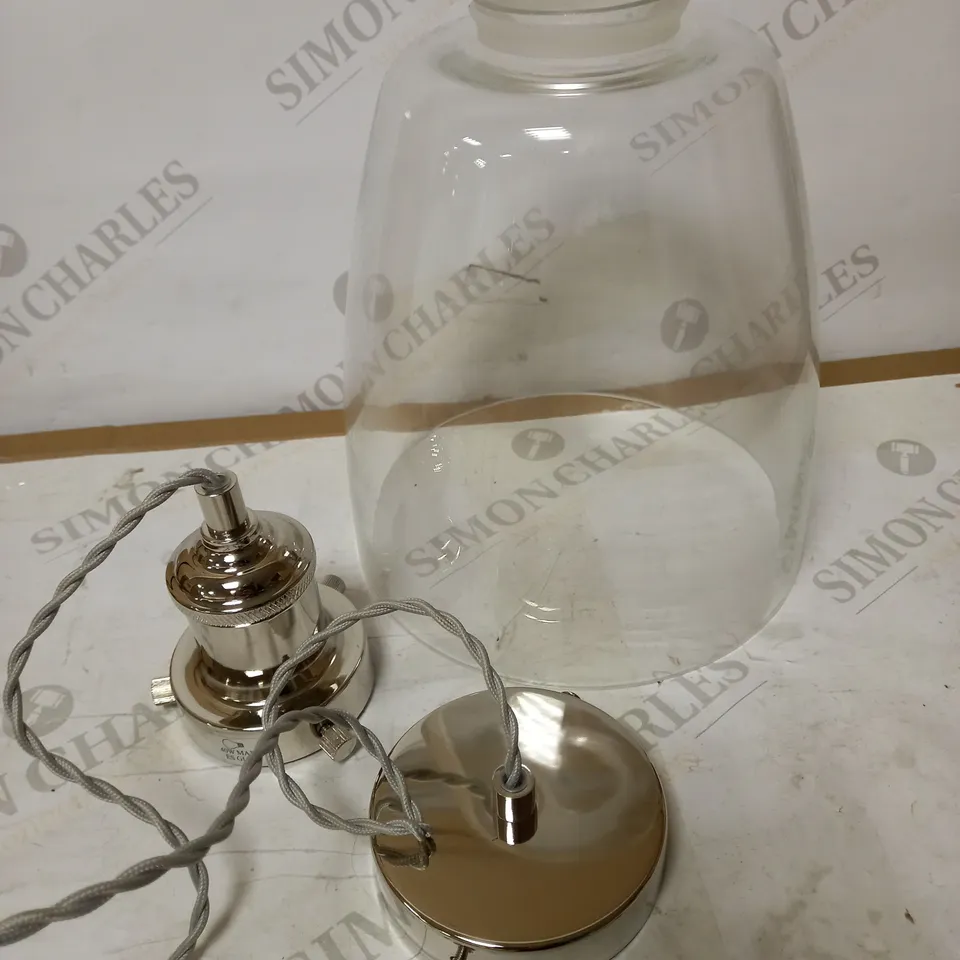 JOHN LEWIS REVIVAL CLEAR GLASS SHADE POLISHED NICKEL CEILING LIGHT 