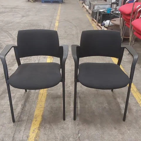 PAIR OF BLACK UPHOLSTERED OFFICE CHAIRS