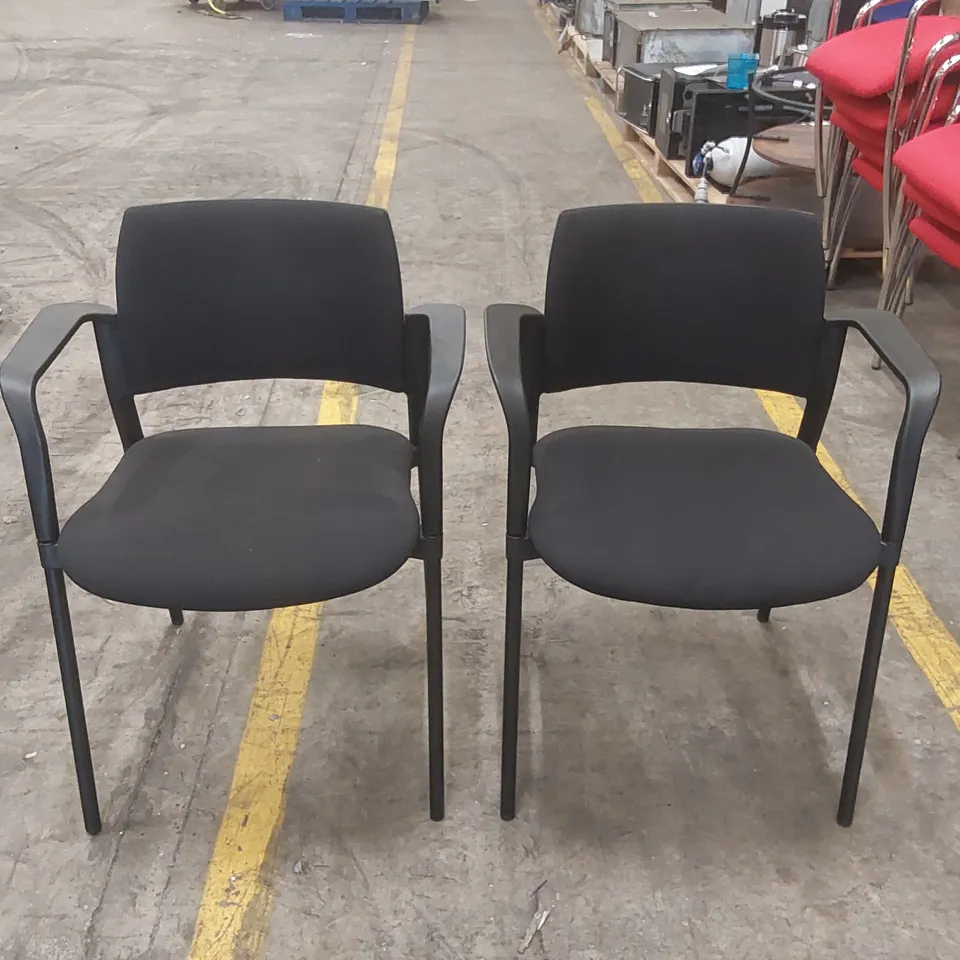 PAIR OF BLACK UPHOLSTERED OFFICE CHAIRS
