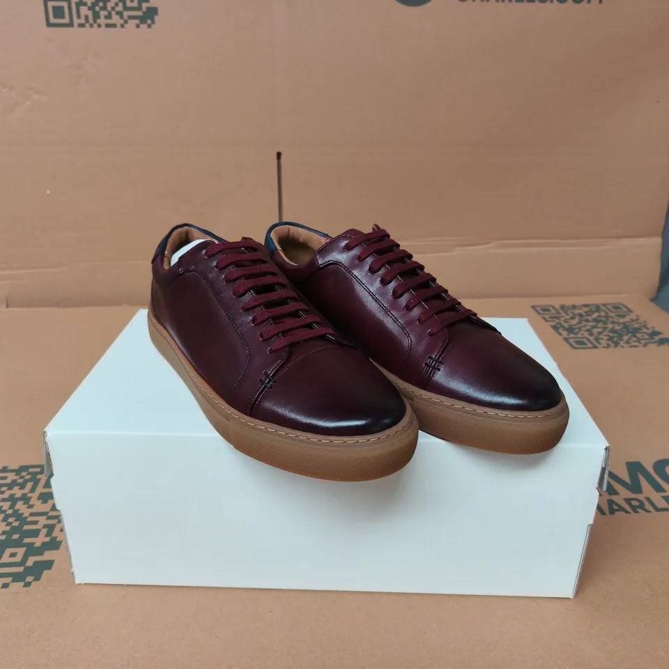 OLIVER SWEENEY TOLLESBY MEN'S BURGUNDY LEATHER SHOES WITH GUM SOLE BOXED SIZE 8