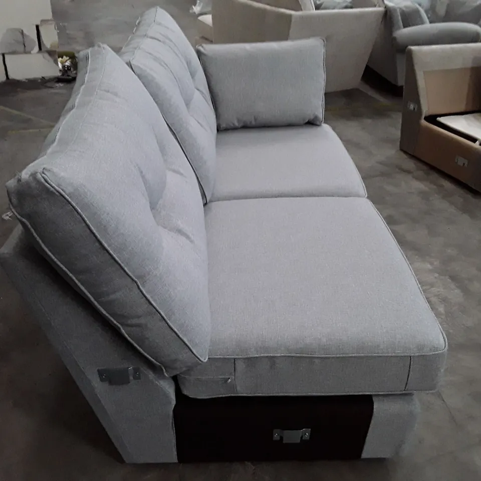 QUALITY DESIGNER LARGE CORNER SOFA LHF SECTION - LIGHT SILVER TWEED BLEND FABRIC 