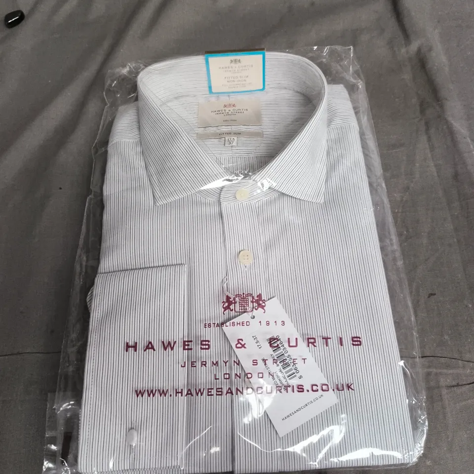 HAWES & CURTIS MEN'S DRESS SHIRT – LIGHT BLUE PINSTRIPE - SIZE 37