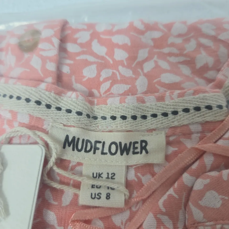 MUDFLOWER PINK FLORAL BUTTON-FRONT DRESS , UK 12