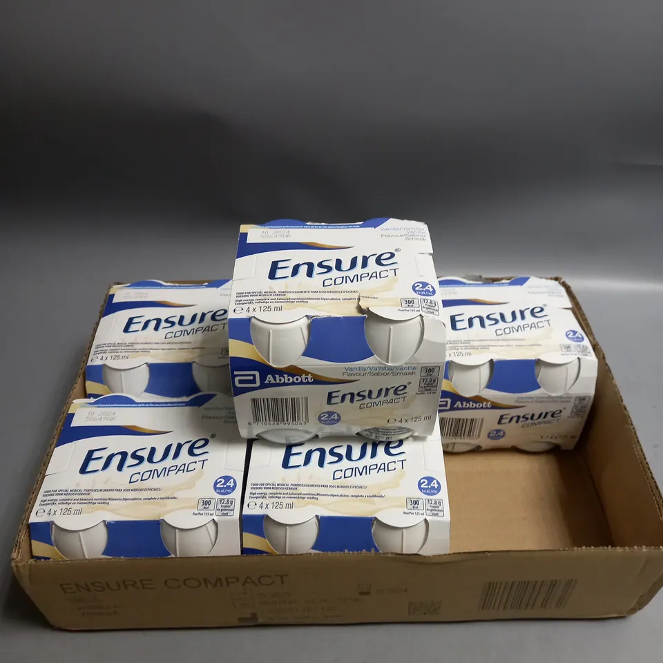 LOT OF 6 X 4 X 125ML ENSURE COMPACT DRINKS VANILLA FLAVOUR