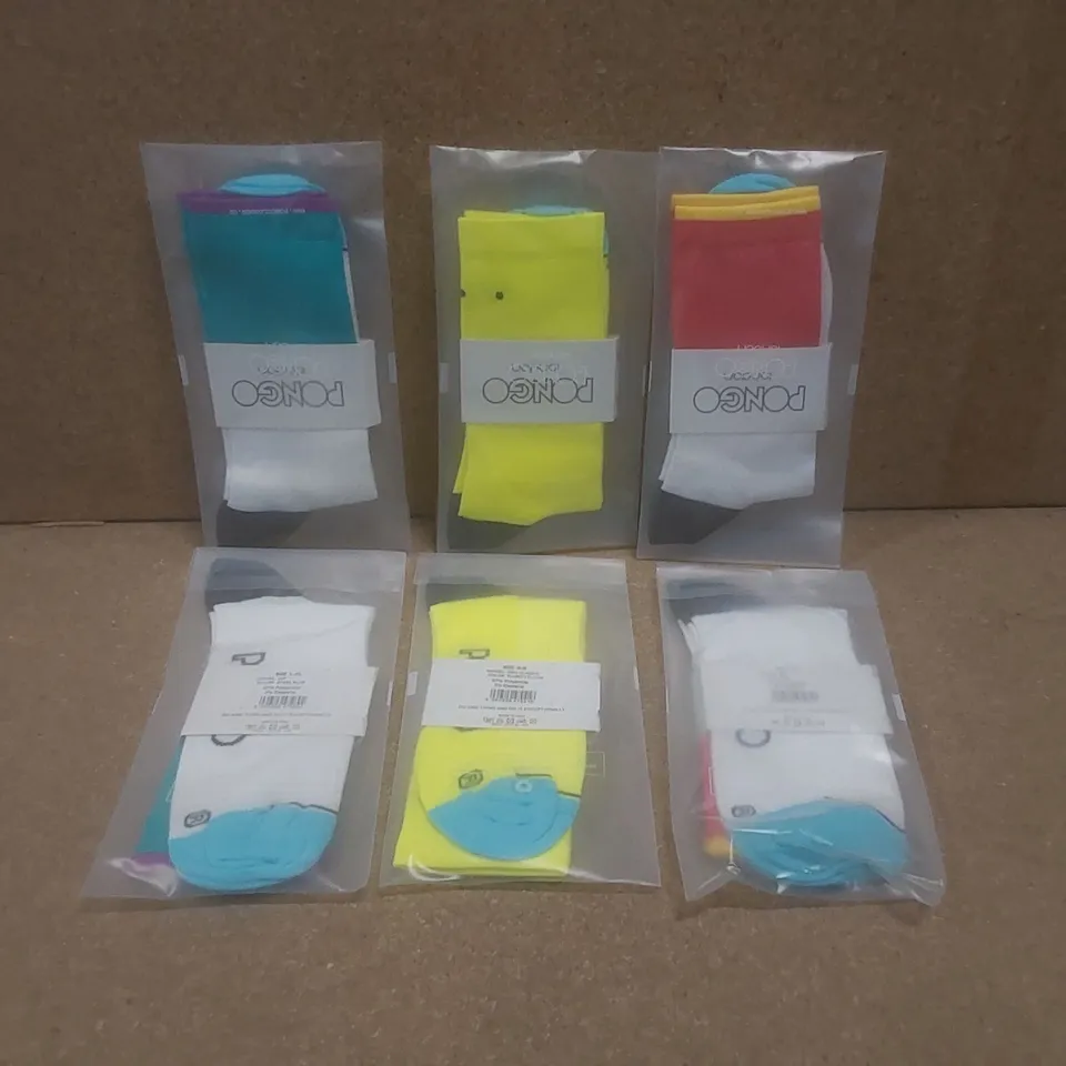 BOX TO CONTAIN A LARGE QUANTITY OF BRAND NEW PAIRS OF PONGO LONDON CYCLING SOCKS - COLOURS AND SIZES VARY // 1 PAIR PER PACK