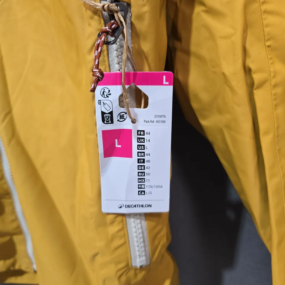 DECATHLON WOMEN'S MUSTARD YELLOW HOODED JACKET, SIZE L