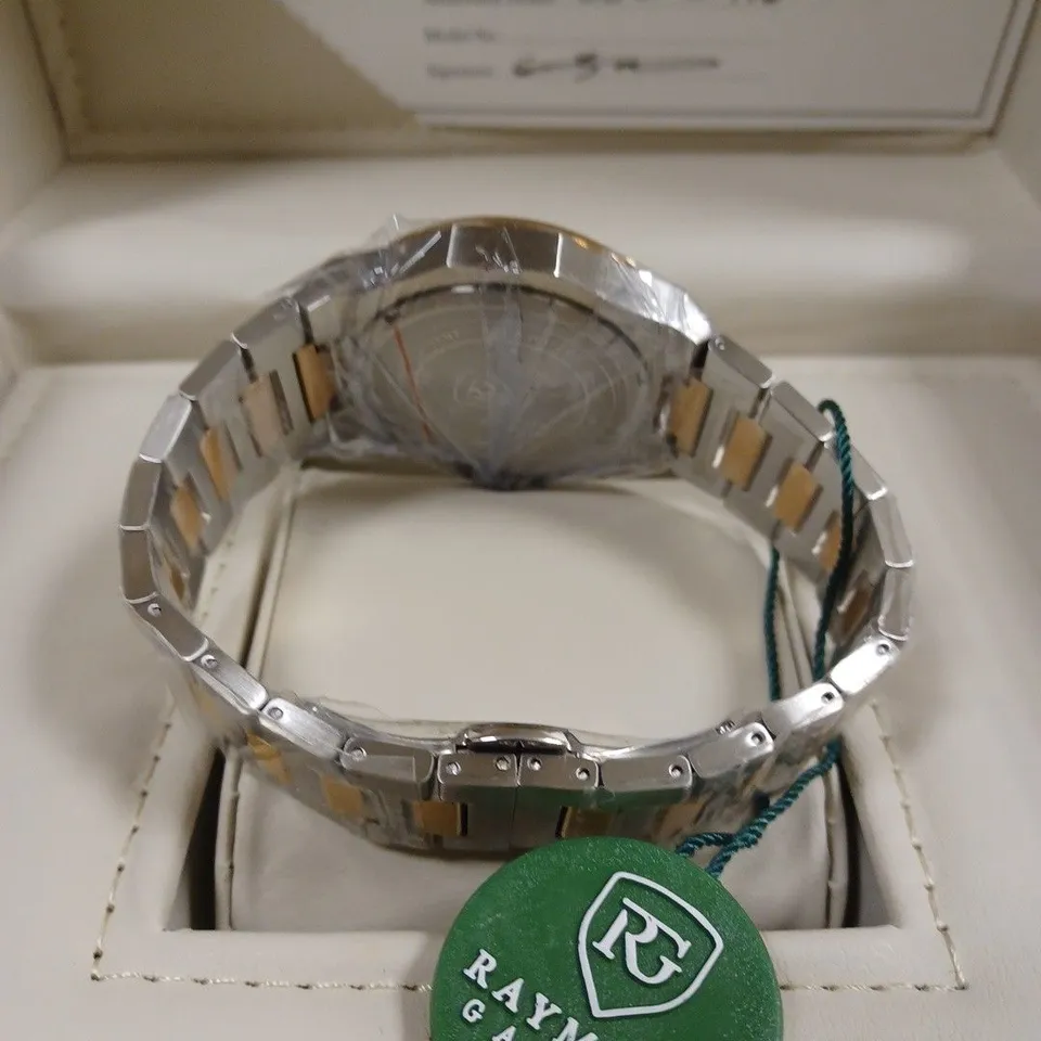 RAYMOND GAUDIN CHRONOGRAPH BLUE DIAL TWO TONE BRACLET WRISTWATCH