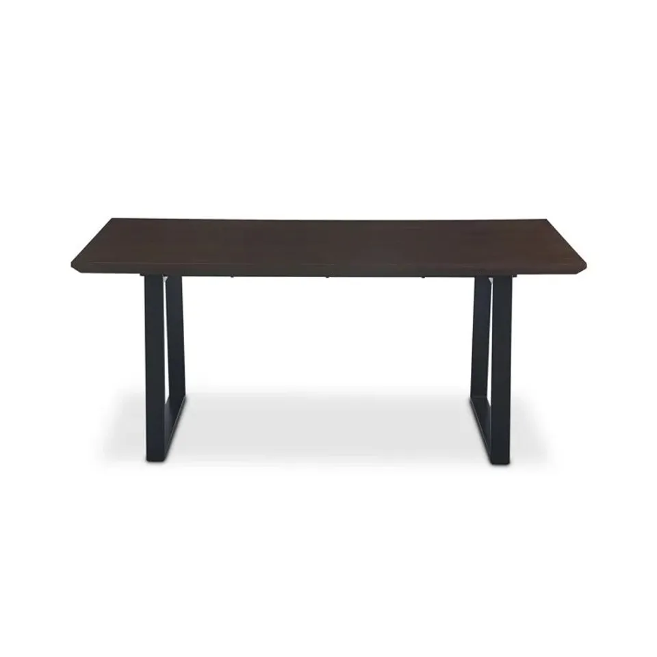 BOXED REAL WOOD VENEER ETHAN DINING TABLE WITH METAL LEGS - BLACK (2 BOXES)