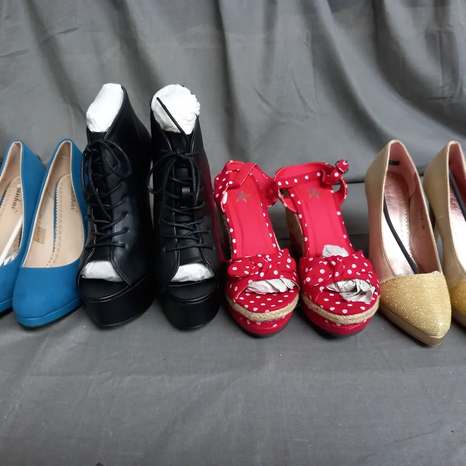 LARGE QUANTITY OF ASSORTED WOMENS SHOES IN VARIOUS SIZES, COLOURS AND STYLES