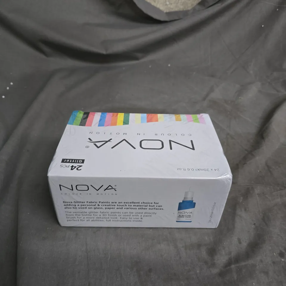 NOVA GLITTER FABRIC PAINTS – 24 COLOUR SET (8ML EACH)