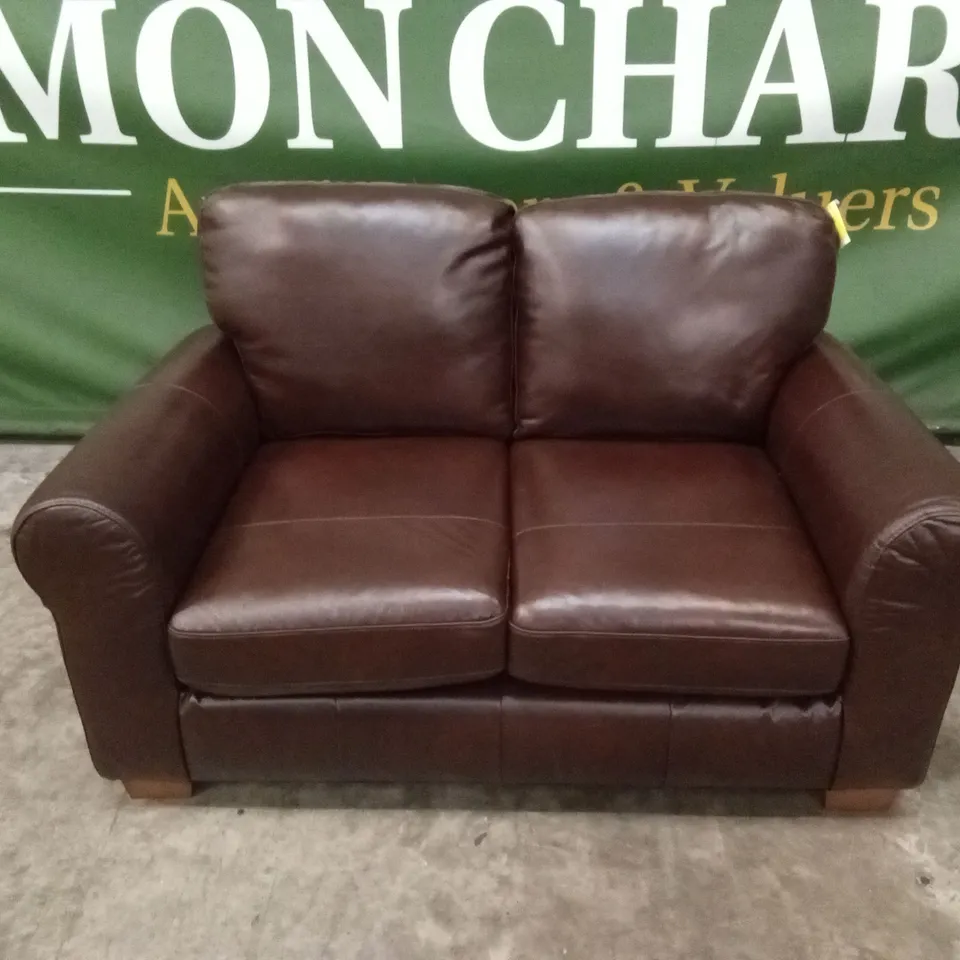 BAILEY 2 SEATER LEATHER SOFA - CHOCOLATE RRP £829
