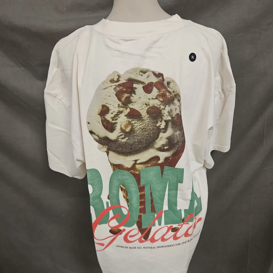 HOLLISTER HEAVYWEIGHT BOXY FIT TEE IN CREAM SIZE XL
