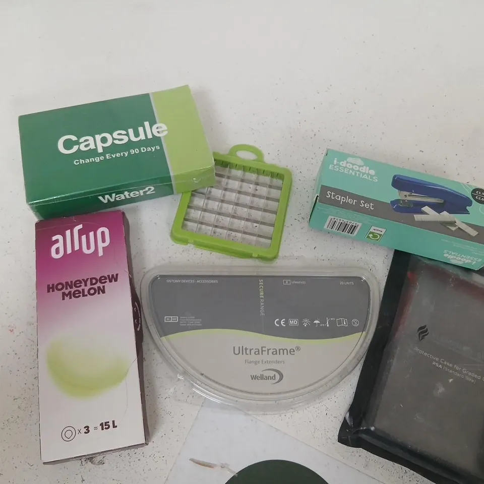 ASSORTED HOUSEHOLD PRODUCTS TO INCLUDE; CRAFTS & HOBBY LOT: ULTRAFRAME FLANGE EXTENDERS, STAPLER SET, CARD PROTECTIVE CASES & ACCESSORIES