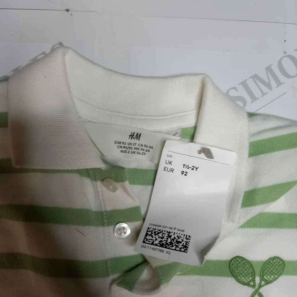 H&M KIDS STRIPE POLO SHIRT - 1-2YRS
