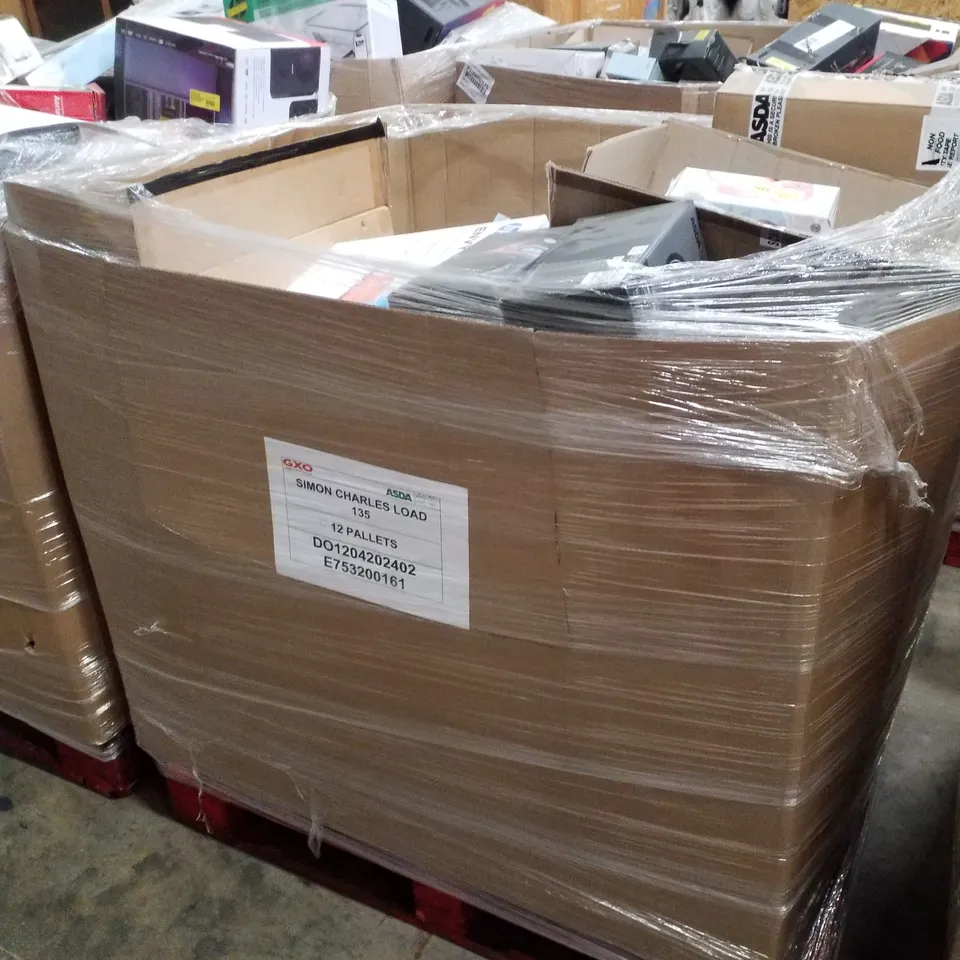 PALLET CONTAINING ASSORTED ELECTRICAL PRODUCTS INCLUDING PRINTERS, DVD PLAYER, HEADPHONES, SECURITY CAMERA, KEYBOARDS & CABLES